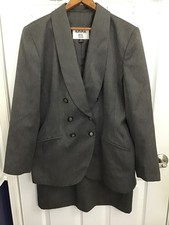 Kasper A.S.L. Petite Skirt Suit 14P Lined Double Breasted Blazer Skirt Career