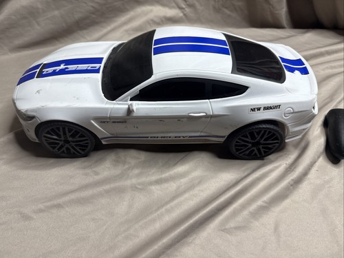 New Bright 61222W Remote Control Ford Shelby GT350 Blue & White RC Car Working - Picture 5 of 9