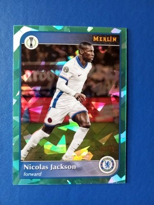 Nicolas Jackson Rookie RC Topps Merlin Aqua Shard 15/75 Cracked Ice Chelsea Rare
