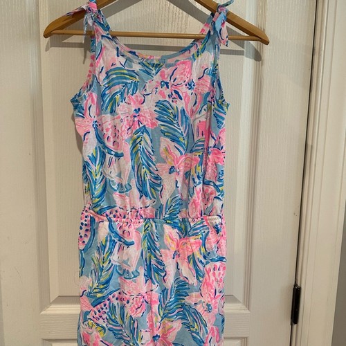 Girls XL Lilly Pulitzer Pink and Blue Resort One Piece Romper