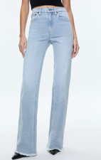 NWT Alice  Olivia BODIE HIGH RISE JEAN w/ Raw Hem Sz.24 AOSquad Boho light blue
