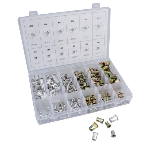 Inserciones de tuerca de acero + aluminio remache roscado sujetador de tuerca ciega 3 – 10 mm 300 piezas - Imagen 1 de 6