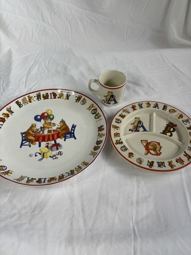 Tiffany & Co Alphabet Bears Child Set - 3 Piece Set Plate, Cup & Divided Plate