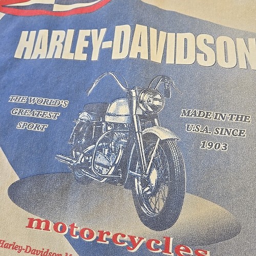 Vintage 90s Harley Davidson Biker Blues Denim Graphic Print Shirt Herren L 97320 98VM - Bild 5 von 22