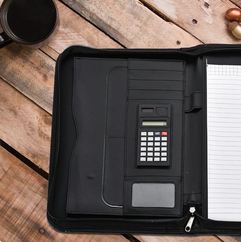Personalised Logo A4 Zipped Conference Folder Portfolio with Calculator, NotePad - Picture 6 of 10