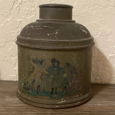 Antique Copper Pipe Tobacco Jar Lid Canister Humidor Smoking Folk Art Civil War