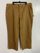 Carhartt Pants Mens 42x30 Brown Duck Canvas Loose Fit Dungaree Carpenter B11 BRN