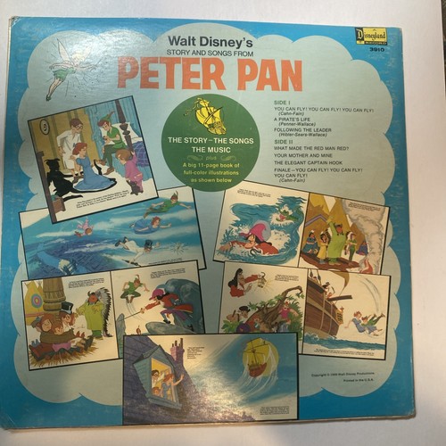 1969 Walt Disney Story & Songs from Peter Pan Book & LP Record Disneyland 3910 - Picture 11 of 15