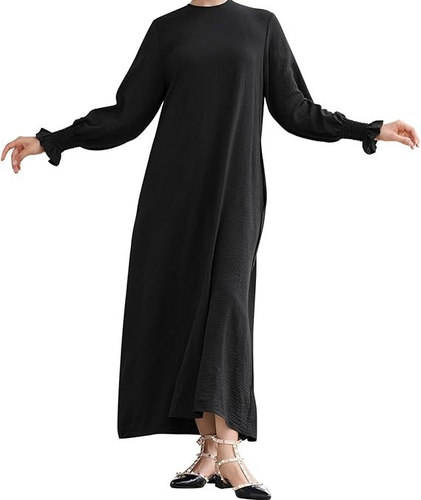 IWEMEK Vestido de Oración Islámica y Velo Musulmán 2 Piezas Abaya Negro Arruga 2X 3X - Imagen 9 de 11