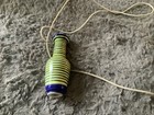 Fabulous Ceramic Light Pull Blue & Lime Green Stripes 9cm Long