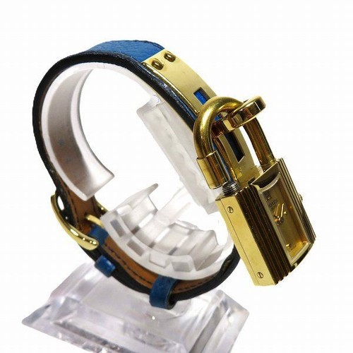 HERMES Kelly Padlock Gold Dial Quartz Women Watch Square Quartz Belt SS Vintage - Picture 12 of 24