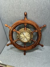 24 In. Ship Wheel Wall Quartz Clock - Brass &...