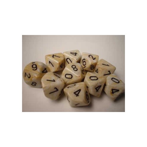 Dice and Gaming Accessories D10 Sets Swirled Marble: D10 Ivory/Black (10) - Bild 1 von 1