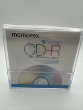 Memorex Cool Colors CD-R 52X 700MB 80 min 10 Pack Blank Media NEW! Paper Sleeves