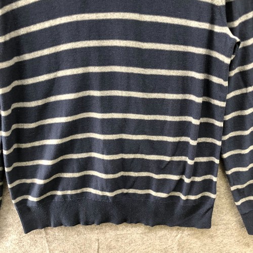 Suéter Banana Republic Pima Algodón Cachemira Para Hombre L Azul Marino Rayas Cuello Redondo - Imagen 4 de 8