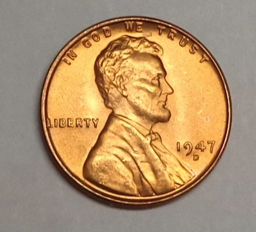 1947-D Lincoln Wheat Penny Cent GEM Red  BU  From Original Bank Roll #2