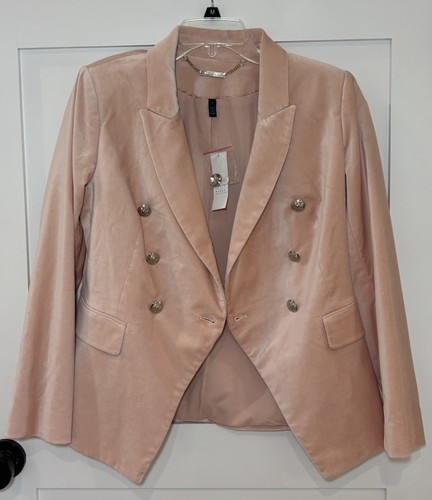 Blazer de terciopelo rosa rubor White House Black Market First nuevo con etiquetas talla 4 - Imagen 4 de 12