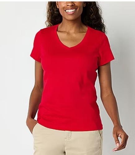 Lot of 3 St. John's Bay SS V-Neck T-Shirts Red Green Pink Womens Plus Size 2X - Picture 7 of 7