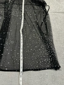 Victorias Secret Robe Womens M/L Black Sheer Stars Celestial Kimono Sexy