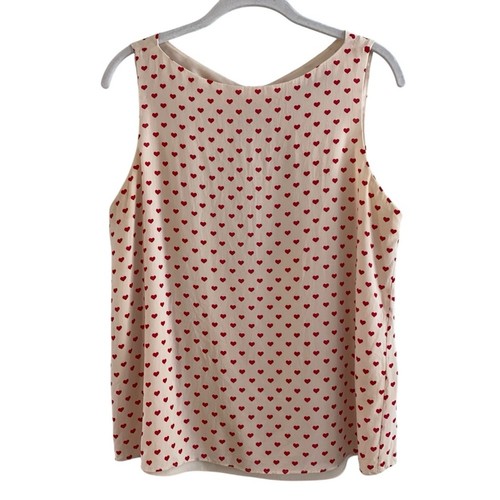 Alice + Olivia Red Hearts Silk Sleeveless Top Backless Bow M Tank Romantic - Picture 2 of 10
