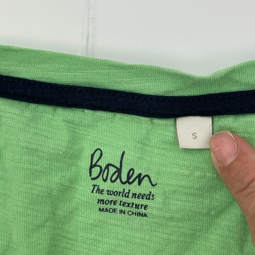 BODEN Top Small Green Womens Sleeveless Blouse Broderie Cap Sleeve 100% Cotton - Picture 6 of 14