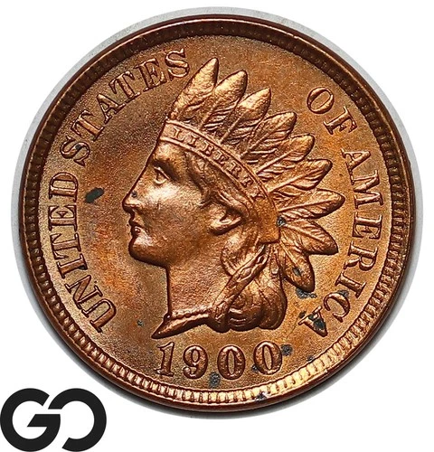 1900 Indian Head Cent Penny, Very Sharp Gem BU++