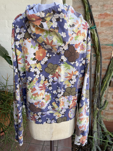 Lucky Brand XL Zip Up Sweatshirt Y2K Hoodie Vintage Spring Asian Floral Print - Picture 2 of 3