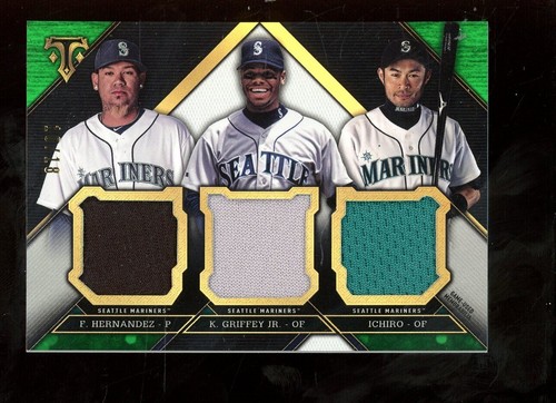 2016 Topps Triple Threads Felix Hernandez Ken Griffey Jr Ichiro Triple Patch /18