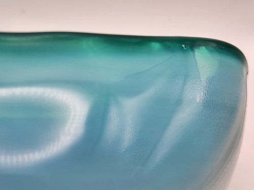Vintage Murano Art Glass Seafoam Blue Green Opalescent Clam Shell Bowl - Picture 8 of 22