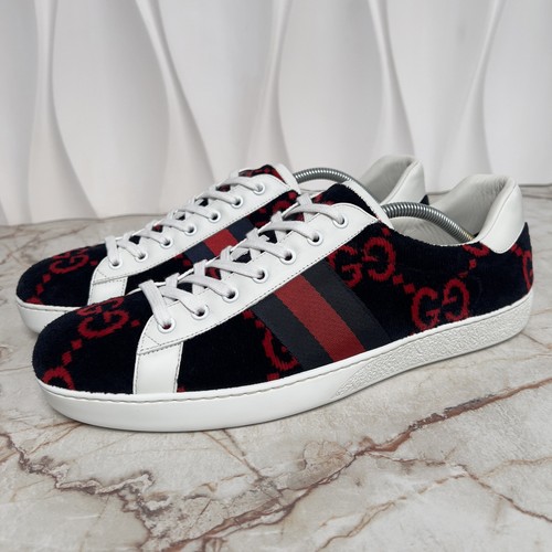 Gucci Ace GG Monogram Sneaker Frottee Blau Stoff Velour 12 G oder 12,5 US oder 46 EU - Bild 4 von 14