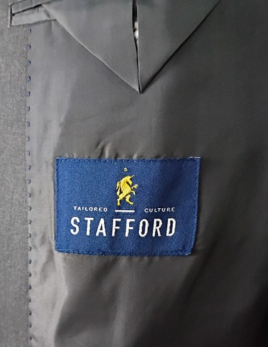 NEW Stafford Classic Fit Travel Stretch Two Piece Gray Suit 44R Pants 38X32 - Picture 13 of 16