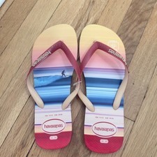Havaianas Men's Red Blue 11-12 Surf Sessions Flip Flops Kauai Beach EU 45/46