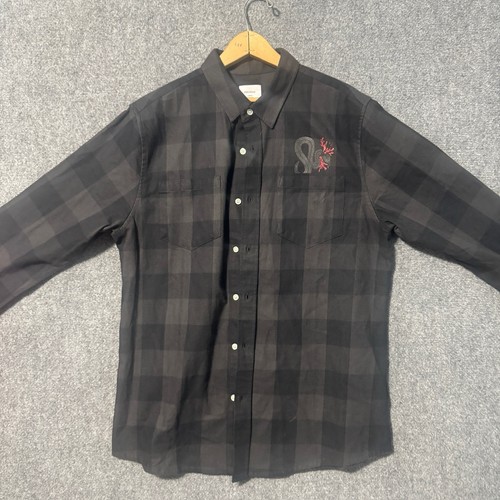 Ascolour Anzughemd Herren Large Left To Suffer Rock Band Flanell schwarz Y2K - Bild 5 von 8
