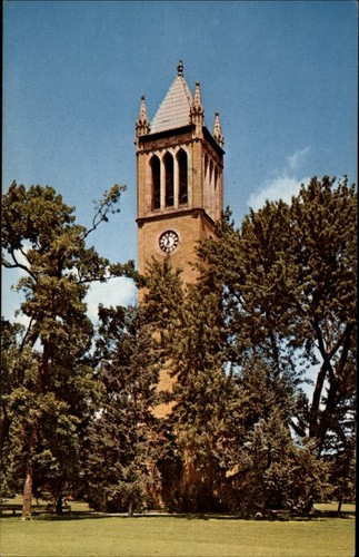 Ames Iowa State University Campanile tower clock unused vintage postcard