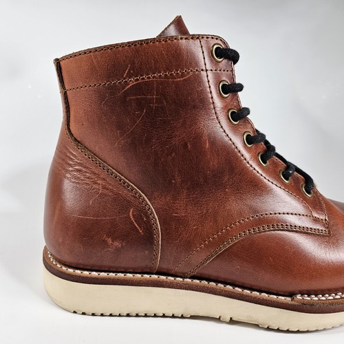 Junkard Handcrafted Boots Mens 6 Norwegian Mid Top Genuine Leather Lace Up Work - Picture 10 of 23