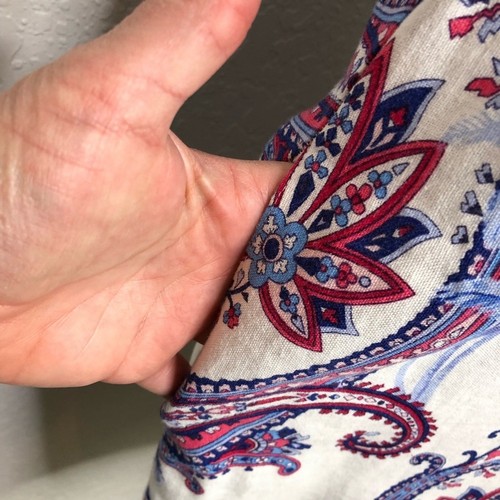 Tommy Bahama white blue red paisley sleeveless linen blend shift dress Medium - Picture 7 of 16