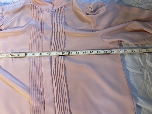 1980s Hanae Mori Tops Pink Pleated Long Sleeve Blouse Top Secretary S/M? - Picture 12 of 16