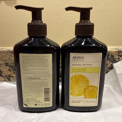 2X AHAVA Mineral Botanic Velvet Cream Lotion Tropical Pineapple White Peach KIT