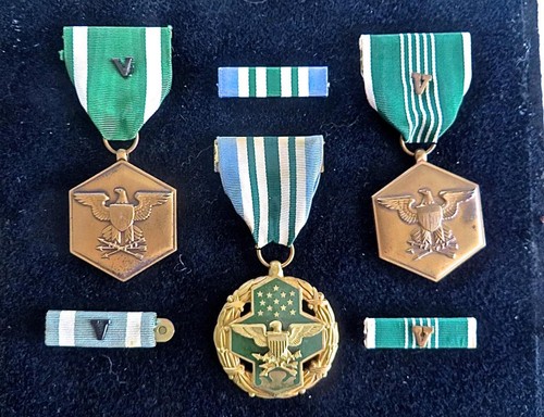 6 US Medals Army & Navy Commendation with Combat V, Air Force 2ND Award 3 More - Picture 3 of 13