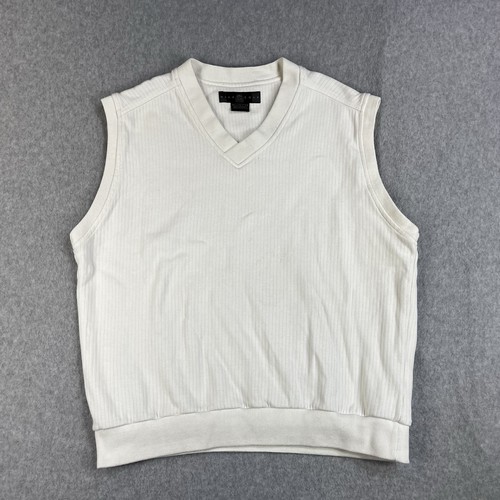 Vintage Nike Golf Vest Mens XL White Ribbed Cotton V Neck Pullover Y2K