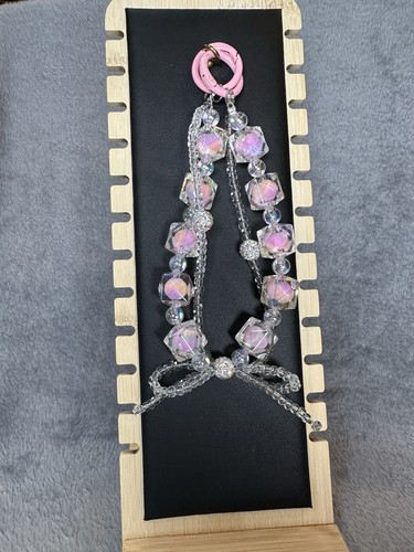 New Cute Handmade Phone Chain | Beads | Pink Bows & Sparkle Keychain Phone Strap
