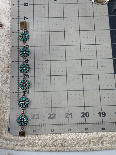 Indianer Old Pawn Zuni Armband Sterlingsilber Türkis Petit Point - Bild 8 von 9