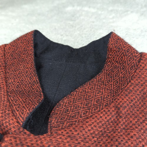 Smoking Jacket Mens OS Red Black Reversible Pashmina Cashmere Silk Handwoven - Picture 3 of 24