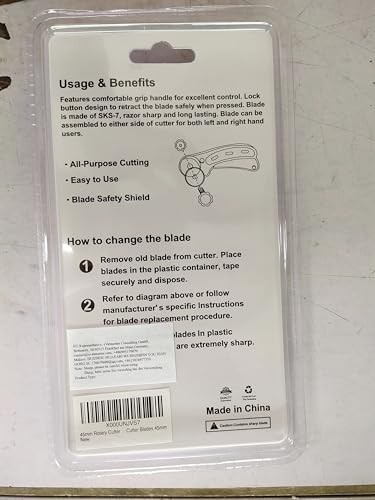 45mm Rotary Cutter with 5pcs Extra Blades, Ergonomic Handle Rolling Cutter wi... - Afbeelding 7 van 12