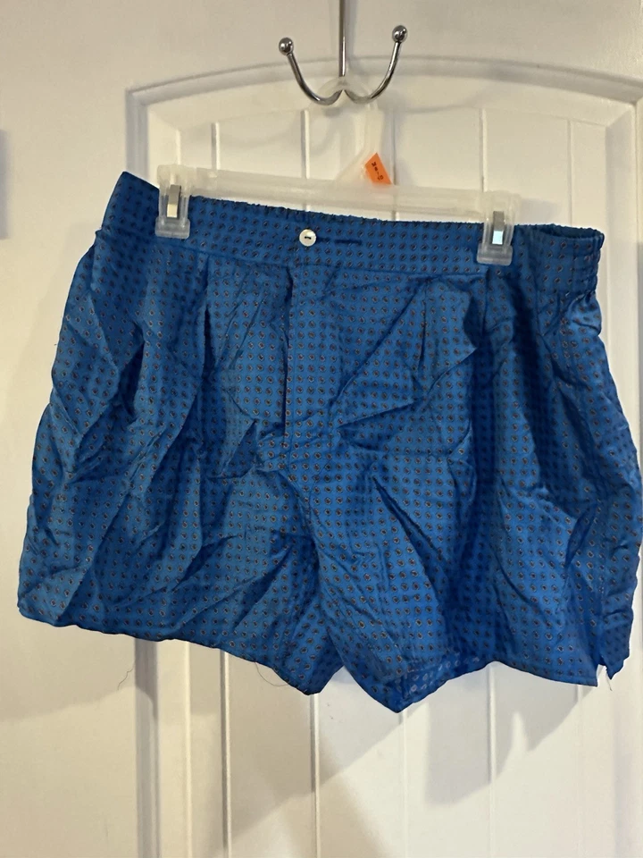 Boxer Victoria's Secret Vintage Etiqueta Dorada 100% Seda Azul Foto 2 de 4