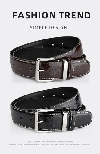 Damen einfacher robuster Echtleder Silberlegierung Schnalle Taillengürtel verstellbar - Bild 2 von 34