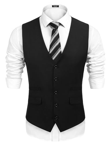 Mens Suit Vest Formal Dress Vest Slim Fit Buesiness Wedding Large Black - Bild 1 von 6