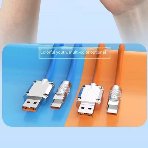 Easily Identifiable Orange Silicone USB Cable for Fast Mobile Charging - Picture 7 of 17