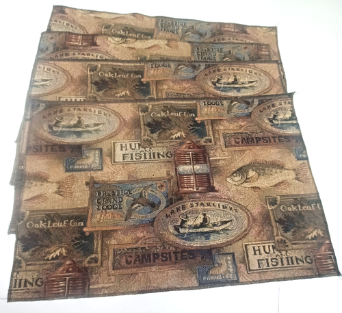 Tapestry Fabric Table Runner & 4 Placemats Cabin Fishing Camping Rustic Decor - Picture 10 of 22