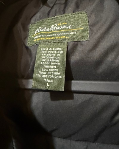 Eddie Bauer Goose Down Puffer Vest Men’s Large Tall Black 700 Fill Power Warm - Picture 3 of 12